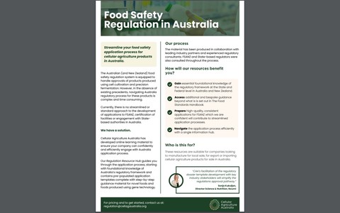 Cellular Agriculture Australia Releases Pioneering Food Safety Regulation Resources for Cellular Agriculture Companies Targeting Australia