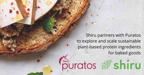 Baked bread with veggies, shown with Shiru and Puratos logos